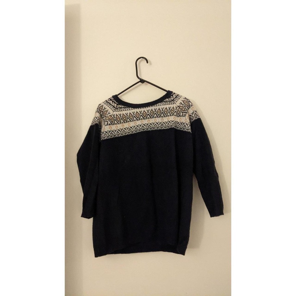 Large Violeta by MANGO Blue Sweater Fair Isle, 90s Y2k